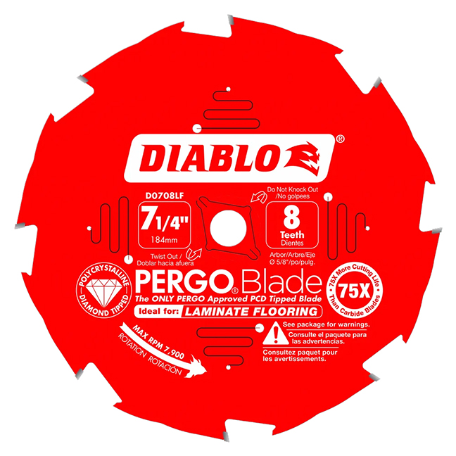Diablo D0708LF 7-1/4" x 8T x 5/8" Pergo Laminate Flooring Circular Saw Blade