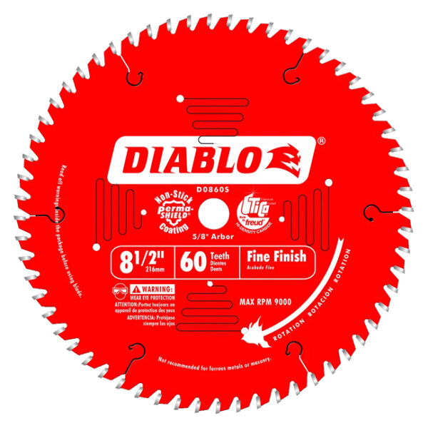 Diablo D0860S 8-1/2" x 60T Fine Finish Saw Blade for Wood