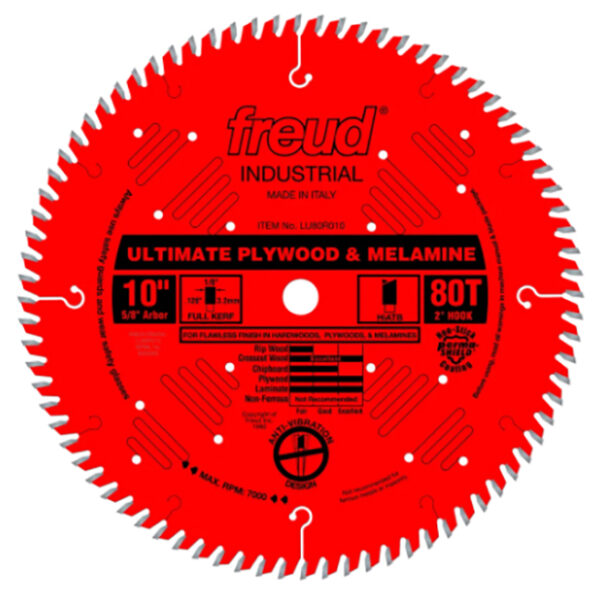 Freud LU80R010 10" x 80T x 5/8" Ultimate Plywood & Melamine Blade