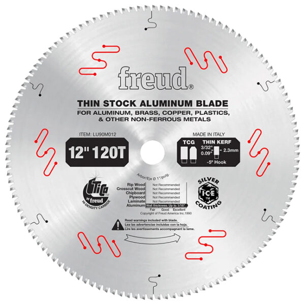 Freud LU90M012 12" x 120T x 1" Thin Aluminum & Non-Ferrous Metal Blade