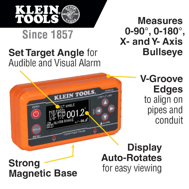 Klein 935DAGL Digital Level with Programmable Angles BC Fasteners