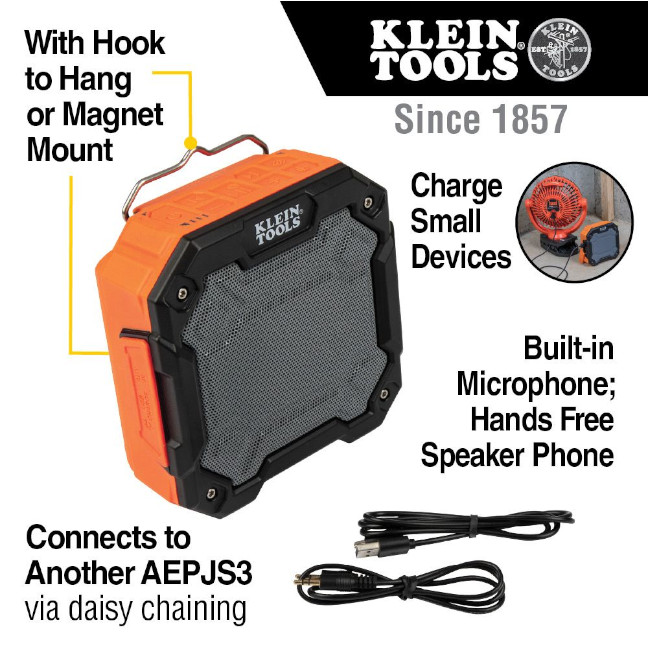 Klein AEPJS3 Bluetooth Jobsite Speaker with and Hook