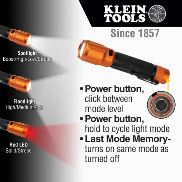 Klein 56413 Rechargeable 2-Color LED Flashlight with Holster