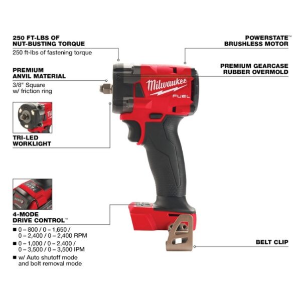 Milwaukee 2991-22 M18 FUEL Compact Impact Wrench and Grinder 2-Tool Combo Kit