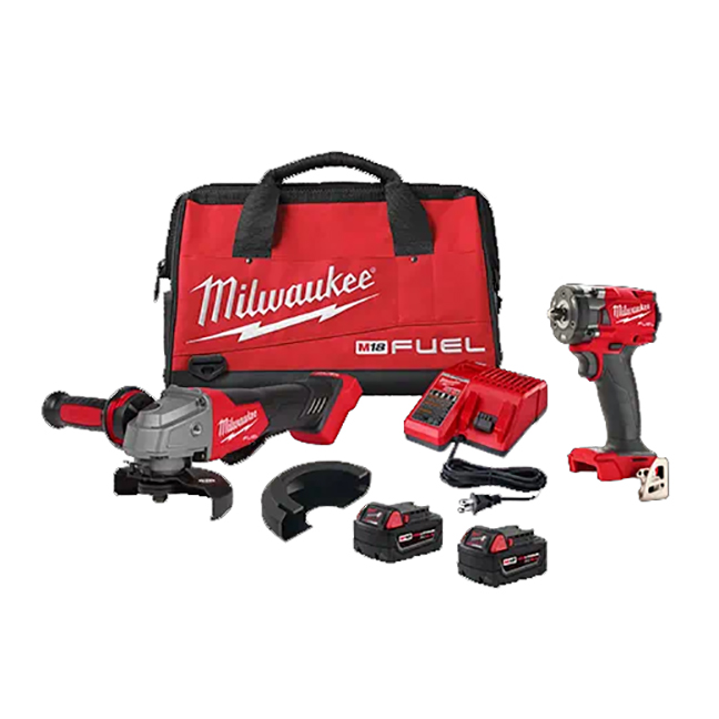 Milwaukee 2991-22 M18 FUEL Compact Impact Wrench and Grinder 2-Tool Combo Kit
