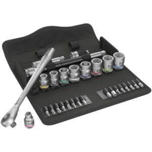 Wera 004047 8100 SB 7 Zyklop 3/8" Drive Metric Metal Ratchet Set with Push-Through 29-Piece