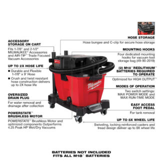 Milwaukee 0920-20 M18 Fuel 36V 9 Gallon Wet/Dry Vacuum - tool only