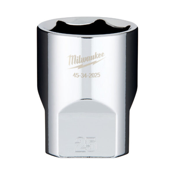 Milwaukee 45-34-2025 1/2" Drive 25mm Metric 6-Point Standard Socket with FOUR FLAT Sides