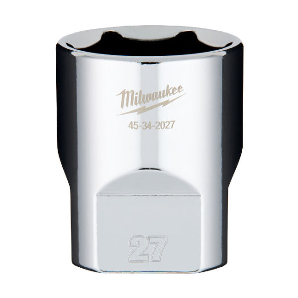 Milwaukee 45-34-2027 1/2" Drive 27mm Metric 6-Point Standard Socket with FOUR FLAT Sides