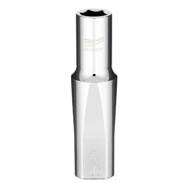 Milwaukee 45-34-2101 1/2" Drive 7/16" SAE 6-Point Deep Socket with FOUR FLAT Sides