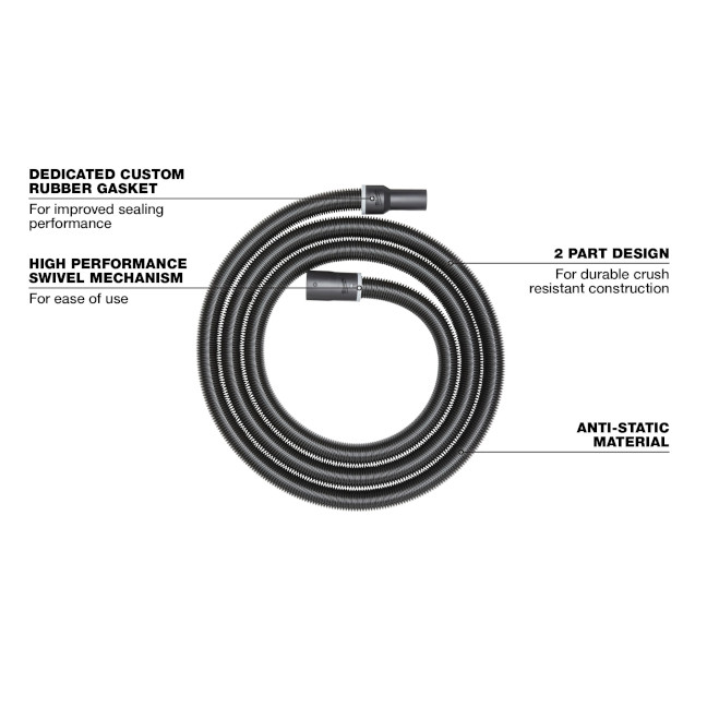 Milwaukee 49901984 17/8" x 16ft Flexible Hose for Vacuum Cleaners