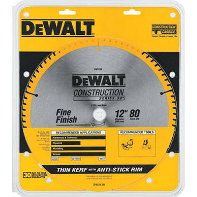 DeWalt DW3128 12" 80T ATB Thin Kerf Crosscutting Miter Saw Blade