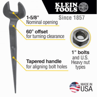 Klein 3214 Spud Wrench 1-5/8" Nominal Size for 1" U.S. Heavy Nuts