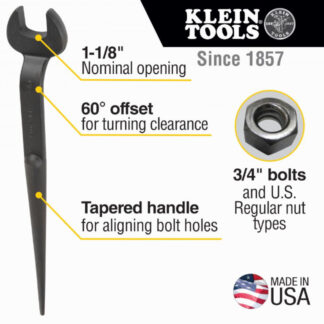 Klein 3222 Spud Wrench 1-1/8-Inch Nominal Opening for Regular Nut