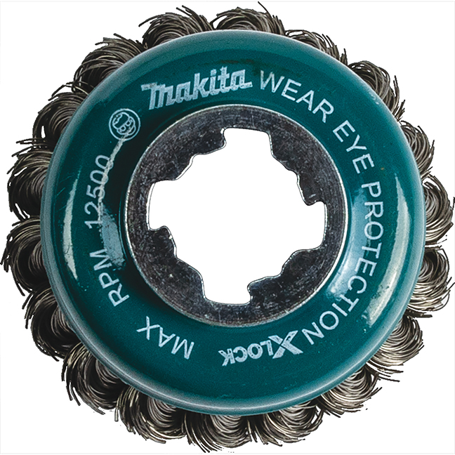 Makita D-72615 X‑LOCK 3‑1/8" Carbon Steel Knot Thin Wire Cup Brush