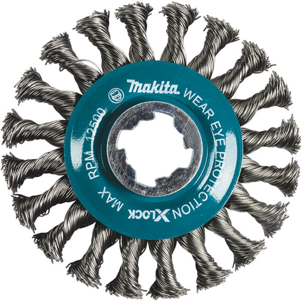 Makita D-72643 Makita D-72643 X‑LOCK 4‑1/2" Carbon Steel Full Cable Knotted Twist Wire Wheel