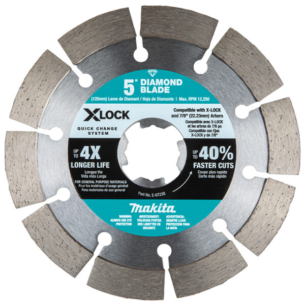 Makita E-07238 X‑LOCK 5" Segmented Rim Diamond Blade for Masonry Cutting