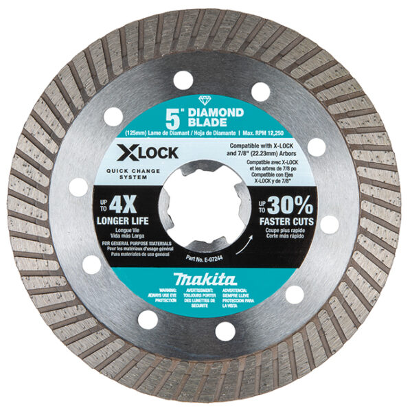 Makita E-07244 X‑LOCK 5" Turbo Rim Diamond Blade for Masonry Cutting