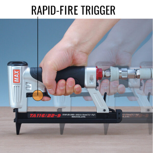 Max Tools TA116A/21-13 21ga 1/2" Crown Fine Wire Pneumatic Stapler 1/4" to 5/8"