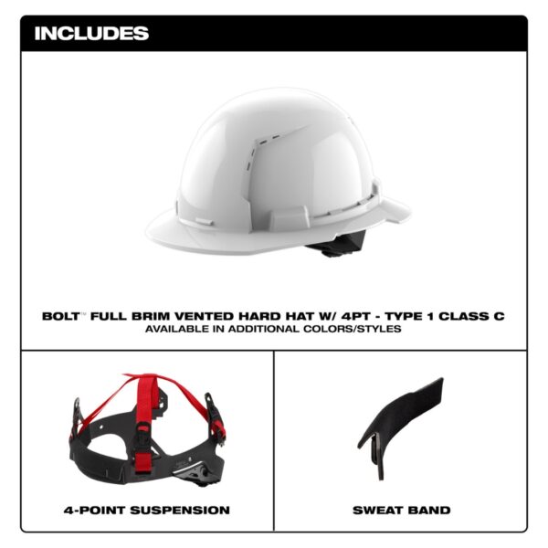 Milwaukee BOLT Vented Class-C Type 1 Full-Brim Style Hard Hats