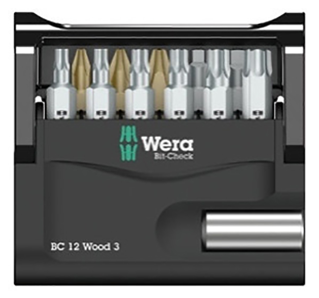 Wera 136388 Carded Bit Check Wood 3-11 Bits and 1 Bit Holder