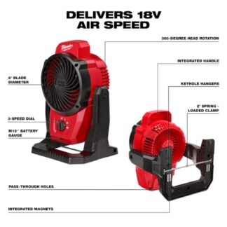 Milwaukee 0820-20 M12 Mounting Fan - Tool Only