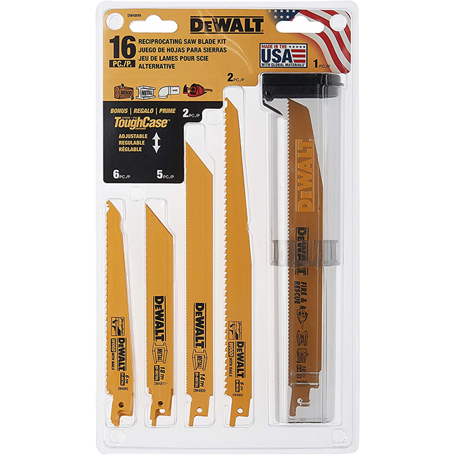 DeWalt DW4899 Bi-Metal Reciprocating Saw Blade Set 16-Piece