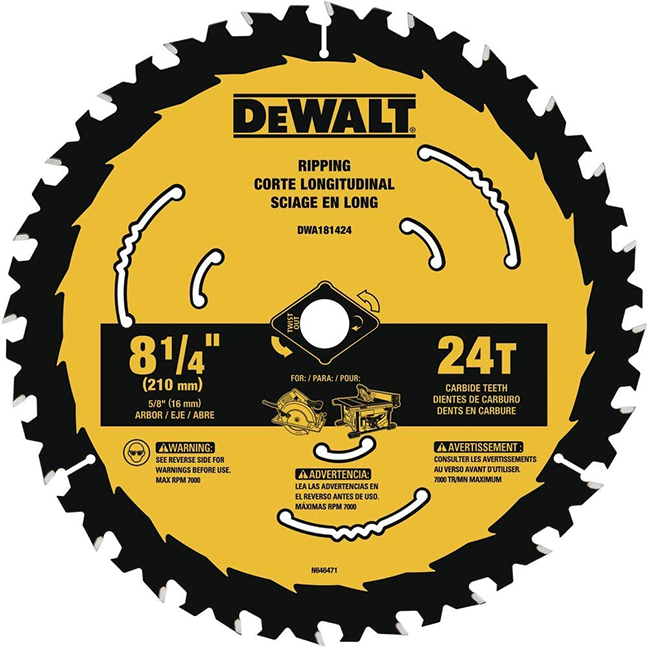DeWalt DWA181424 8-1/4" 24T Circular Saw Blade