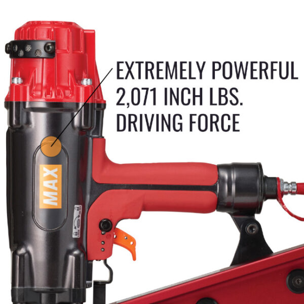Max Tools HS1302 Max Tools HS130 High Pressure 5-1/8" 21º Full Round Head Framing Stick Nailer