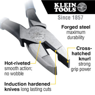 Klein D20008 Lineman's Pliers, Heavy-Duty Side Cutting, 8-Inch