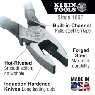 Klein D20009NETP Lineman's Pliers, Fish Tape Pulling, 9-Inch
