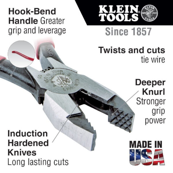Klein D201-7CSTA 9" Ironworker's Pliers, Aggressive Knurl