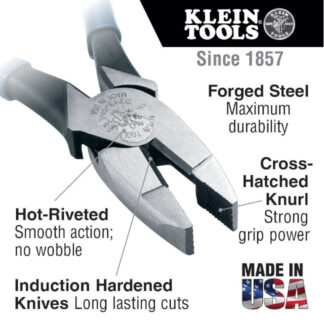 Klein D2018NE Lineman's Pliers, Side Cutters with New England Nose, 8-Inch