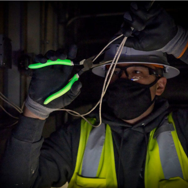 Klein D2038GLW Pliers, Needle Nose Side-Cutters, High-Visibility, 8-Inch