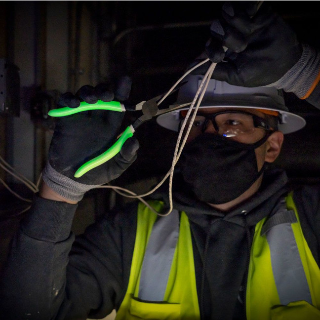 Klein D2038GLW 8" Needle Nose SideCutter Pliers with HighVisibility