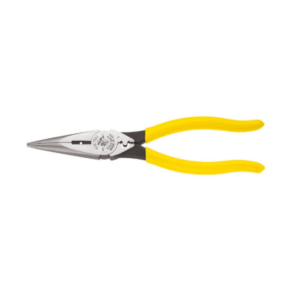 Klein D2038NCR Pliers, Needle Nose Side Cutters with Stripping and Crimping, 8-Inch