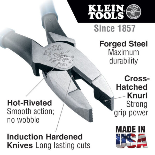 Klein D2017NE Lineman's Pliers, New England Nose, 7-Inch