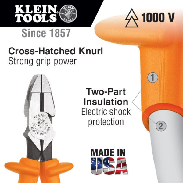 Klein D2139NEINS Side Cutting Pliers, New England Insulated, 9-Inch