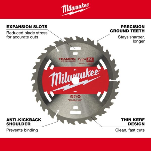 Milwaukee 48-41-0710 7-1/4" 24T Basic Framer Circular Saw Blade