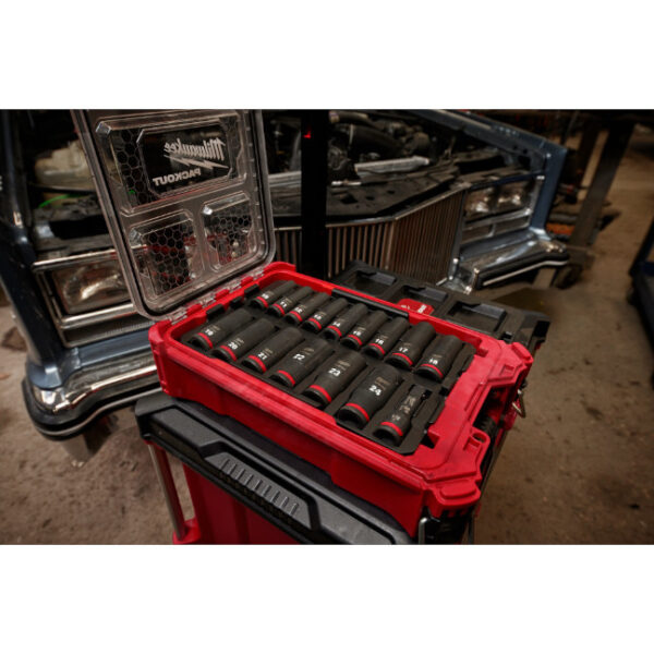 Milwaukee 49-66-6803 Packout Shockwave 1/2" Drive 16pc Metric Impact Socket Set