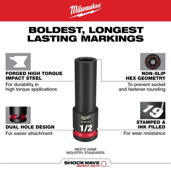 Milwaukee 49-66-6806 PACKOUT SHOCKWAVE 1/2" Drive Metric and SAE Deep Impact Socket Set 31-Piece
