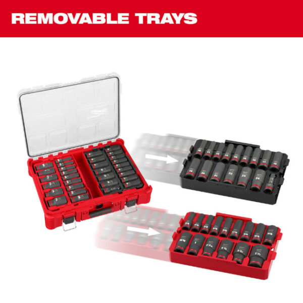 Milwaukee 49-66-6806 PACKOUT SHOCKWAVE 1/2" Drive Metric and SAE Deep Impact Socket Set 31-Piece