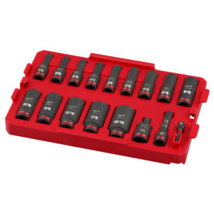 Milwaukee 49-66-6815 Packout Shockwave 3/8" Drive 17pc SAE Impact Socket Set Loaded Tray