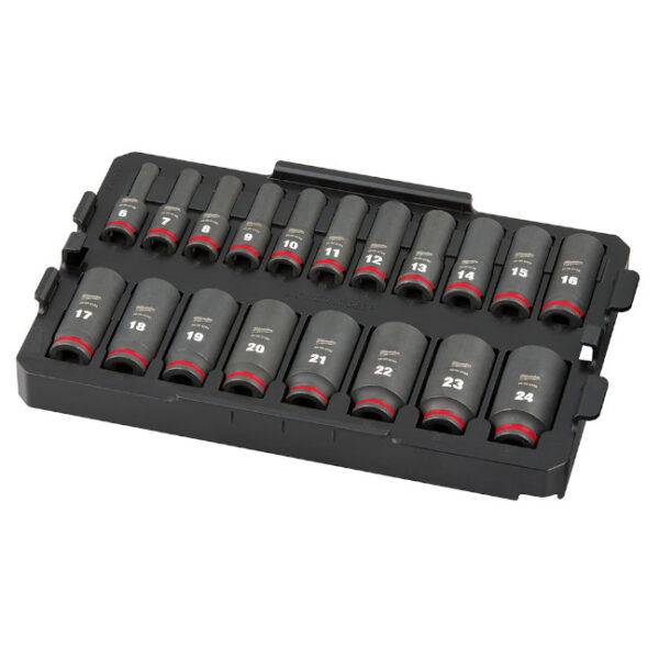 Milwaukee 49-66-6816 Packout Shockwave 3/8" Drive 19pc Metric Impact Socket Set Loaded Tray