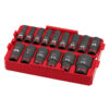 Milwaukee 49-66-6817 Packout Shockwave 1/2" Drive 15pc SAE Impact Socket Set Loaded Tray