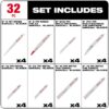 Milwaukee 49-22-1132 SAWZALL Demolition and Standard Blade Set 32-Piece