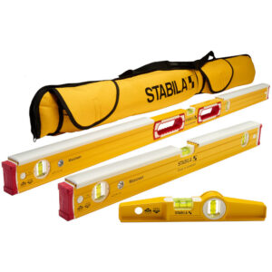 Stabila 48296 48"/ 24" Mason Level and Torpedo Magnetic Level Set with Carrying Case