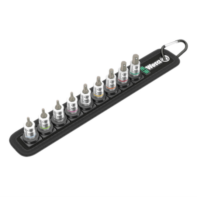 Wera 003884 Belt A Zyklop In-Hex-Plus Imperial Bit Socket Set, 1/4" Drive, 9 Pieces-With Holding Function