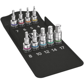 Wera 004201 Zyklop Hex Metric Bit Socket Set - 1/2" Drive with Holding Function, 9 Pieces