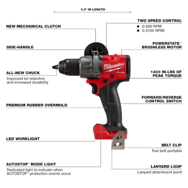 Milwaukee 2904-20 M18 FUEL 1/2″ Hammer Drill/Driver – Tool Only